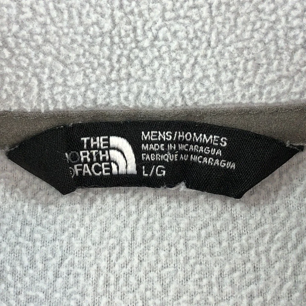 The North Face Mens Fleece Jacket Large Full Zip Embroidered Logo Light Gray